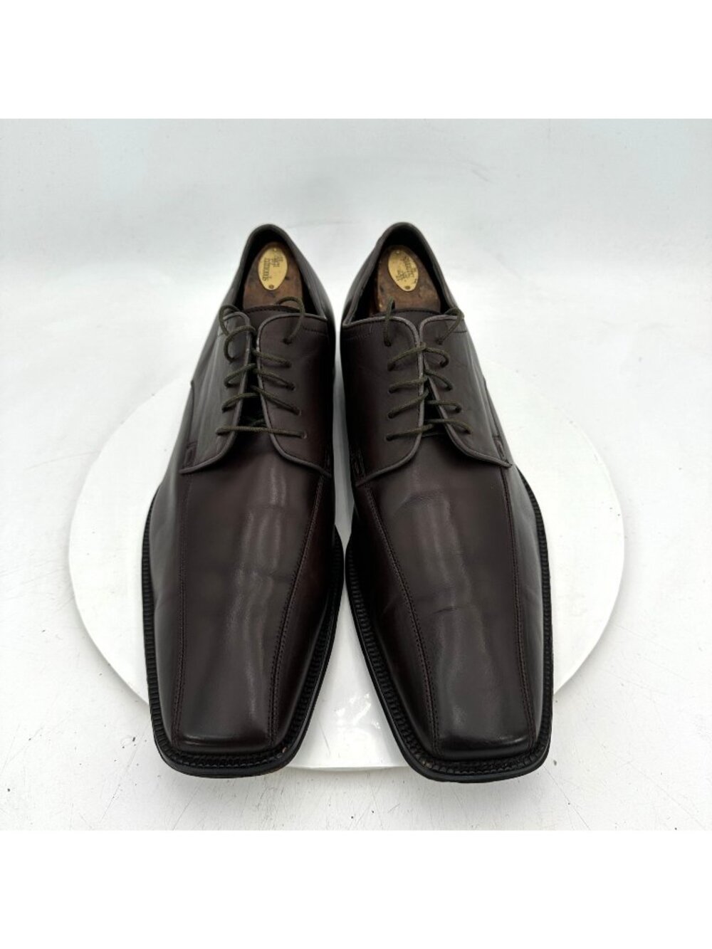 Hugo Boss Men Size 12 Dark Bown Leather Bicycle Toe Lace Up Derby Dress Shoes